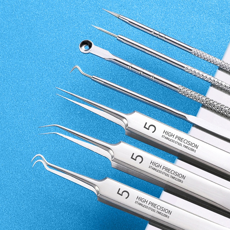 Bộ 4 Dụng Cụ Nặn Mụn Đầu Đen Bằng Thép Không Gỉ Kèm Túi Đựng