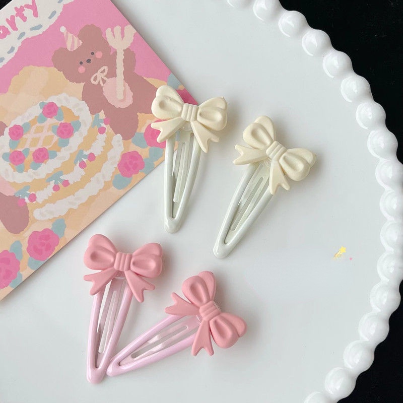 Kẹp Tóc Nơ Màu Kem Ngọt Ngào Thời Trang Đa Năng Cho Bé Gái