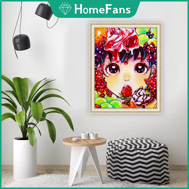 Bộ Tranh Đính Đá 5D Tự Làm 30x40cm / 40x50cm Hình Cô Gái Kẹo Ngọt Trang Trí Nhà Cửa