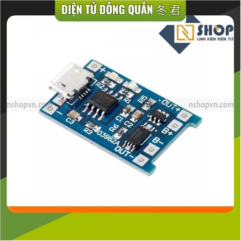 Mạch sạc pin TP4056 có IC bảo vệ cổng micro