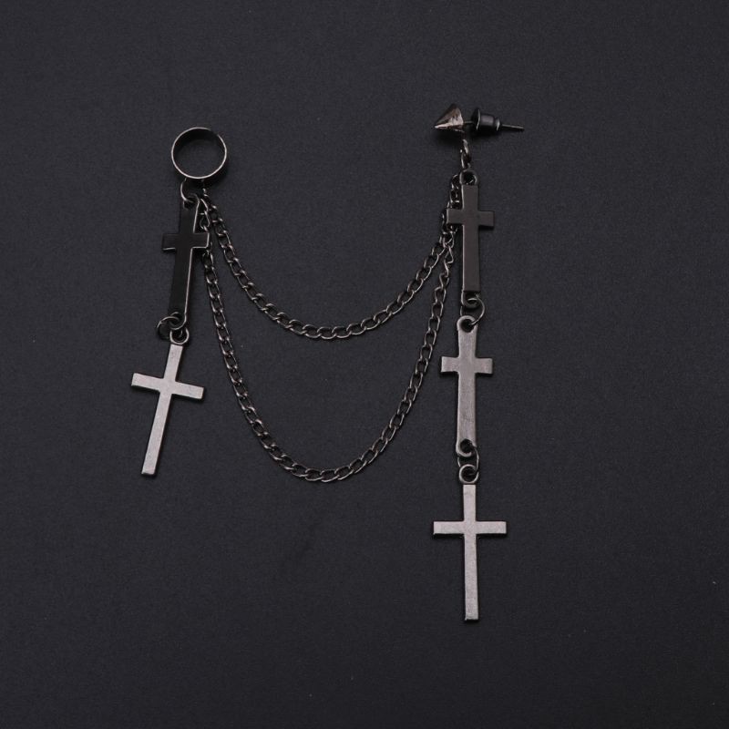 Khuyên tai hợp kim kẽm dây dài phong cách punk cá tính trẻ trung