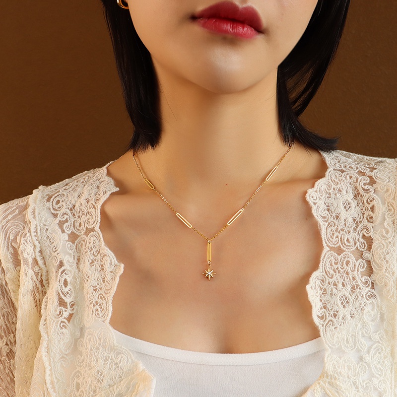 Vòng cổ MAYEBE LAVEND mạ vàng 18k mặt hình ngôi sao 6 cánh đơn giản