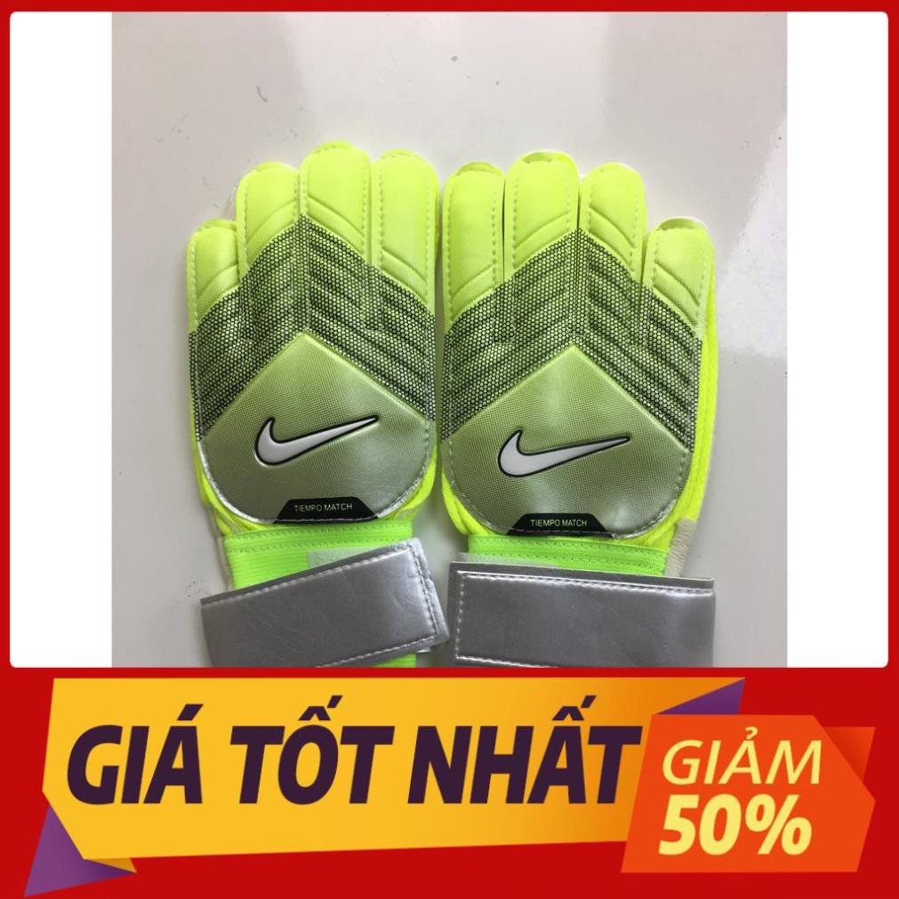 hàng chính hãng -  GĂNG TAY THỦ MÔN CÓ XƯƠNG TIEMPO MATCH MÀU XANH CHUỐI SIZE 5