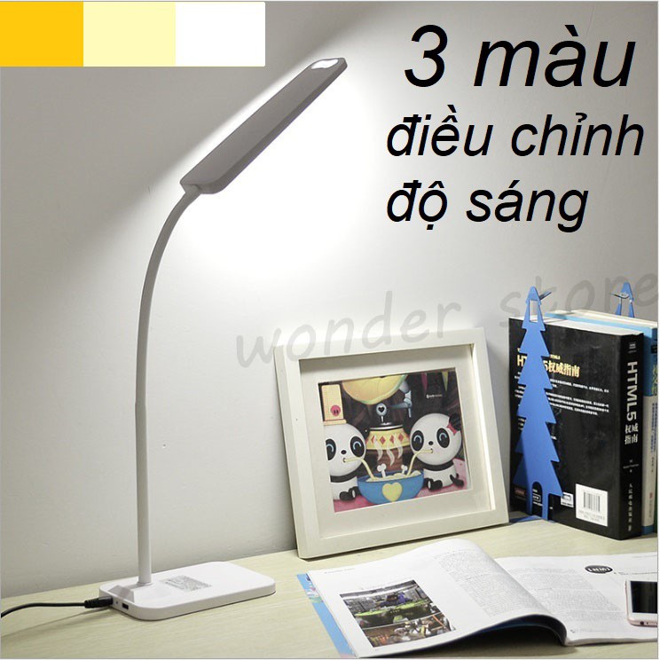 Đèn bàn làm việc LED tích hợp pin sạc 3 màu điều khiển cảm ứng có chỉnh độ sáng