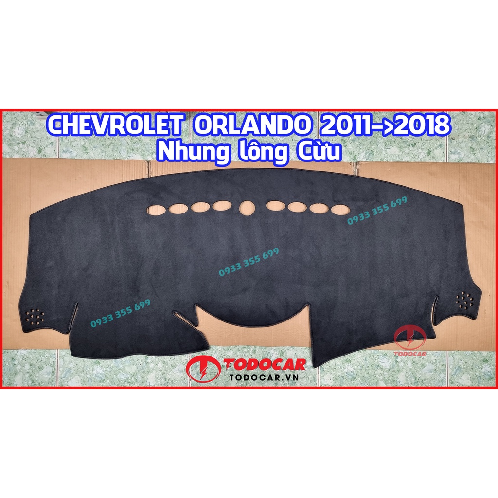 Thảm Taplo CHEVROLET ORLANDO bằng Nhung lông Cừu, Da vân Carbon, Da vân Gỗ 2011 2012 2013 2014 2015 2016 2017 2018