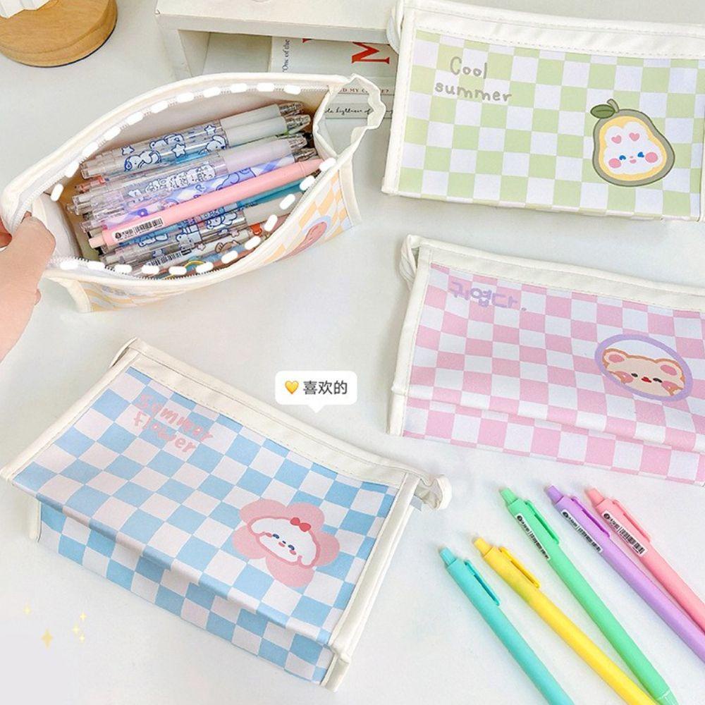 Túi Đựng Bút Chì / Đồ Trang Điểm Sức Chứa Lớn Có Khóa Kéo In Họa Tiết Hoạt Hình Phong Cách Hàn