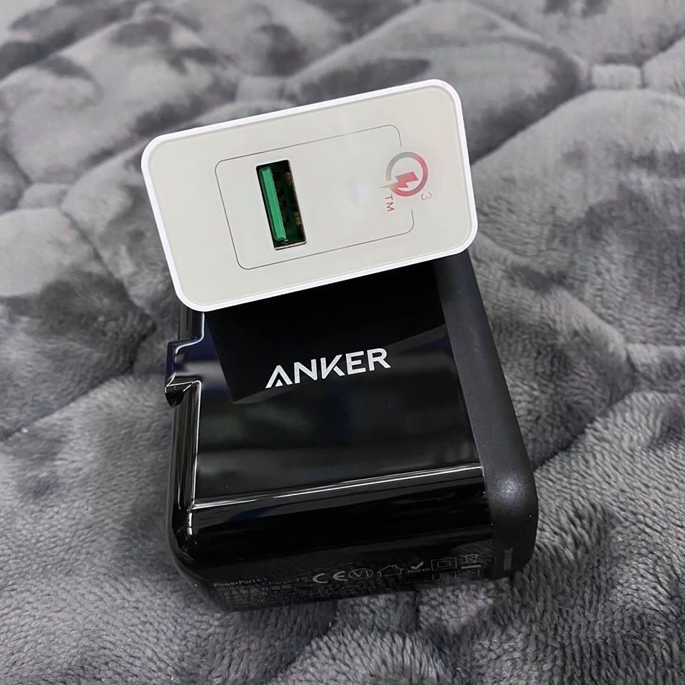 Cốc Anker 18W 1 cổng - tích hợp PowerIQ hỗ trợ sạc nhanh QC 3.0 - hàng chính hãng