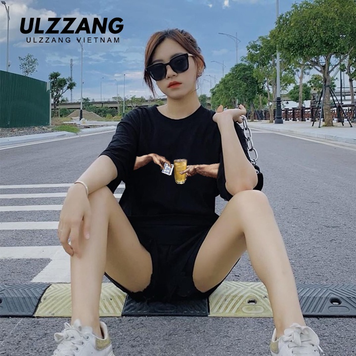 Áo thun nữ tay lỡ ULZZ ulzzang form dáng rộng Bàn Tay Trà Đá