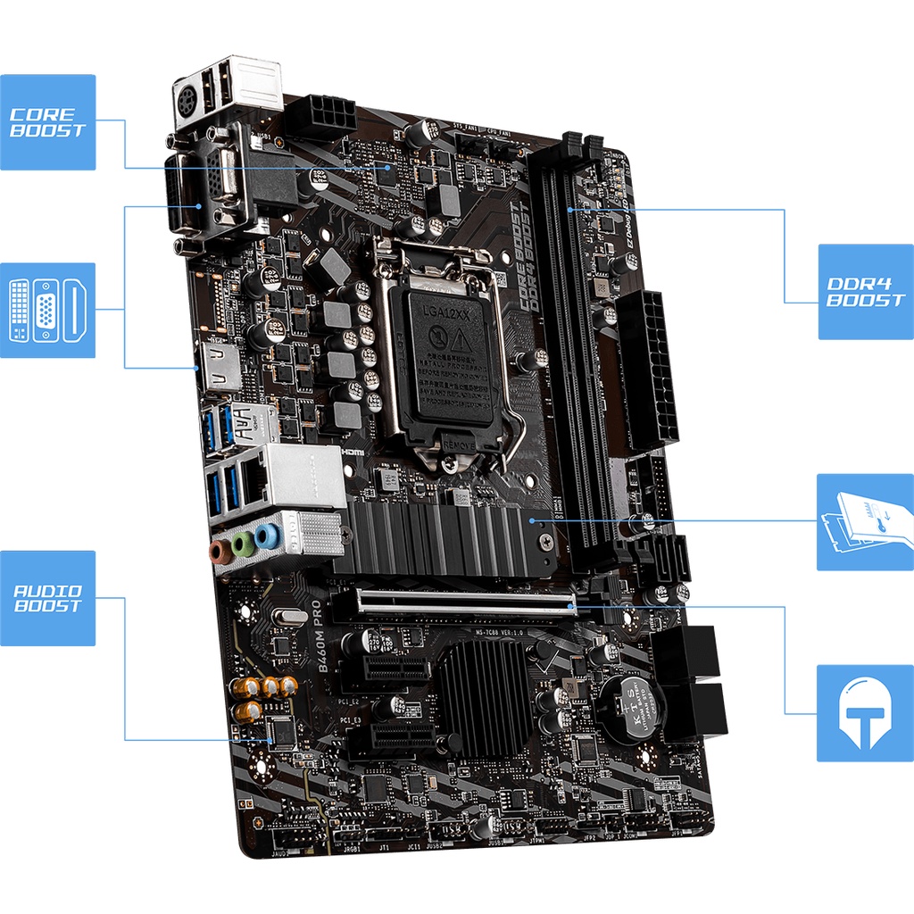 Mainboard MSI B460M-PRO (Chipset Intel B460/ Socket LGA1200/ VGA onboard/ Hỗ trợ 02 khe Ram DDR4)