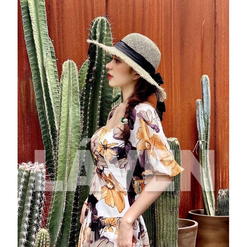 đầm maxi hoa cổ U dáng dài xoè | BigBuy360 - bigbuy360.vn