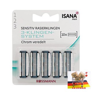 [DE] Lưỡi dao cạo Isana 3 Klingen system hộp 10 cái, xách tay Đức