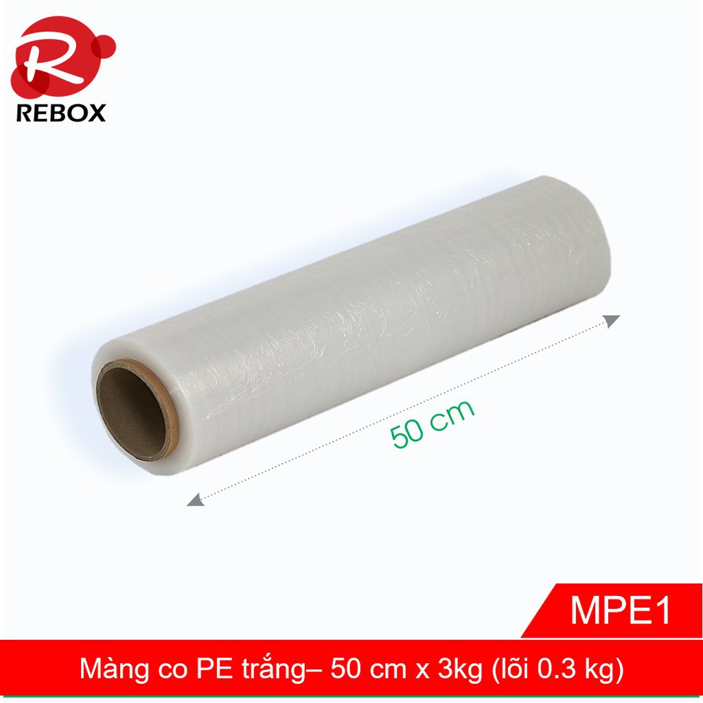 Màng co PE trắng– 50 cm x 3kg cuộn màng bọc PE gói hàng