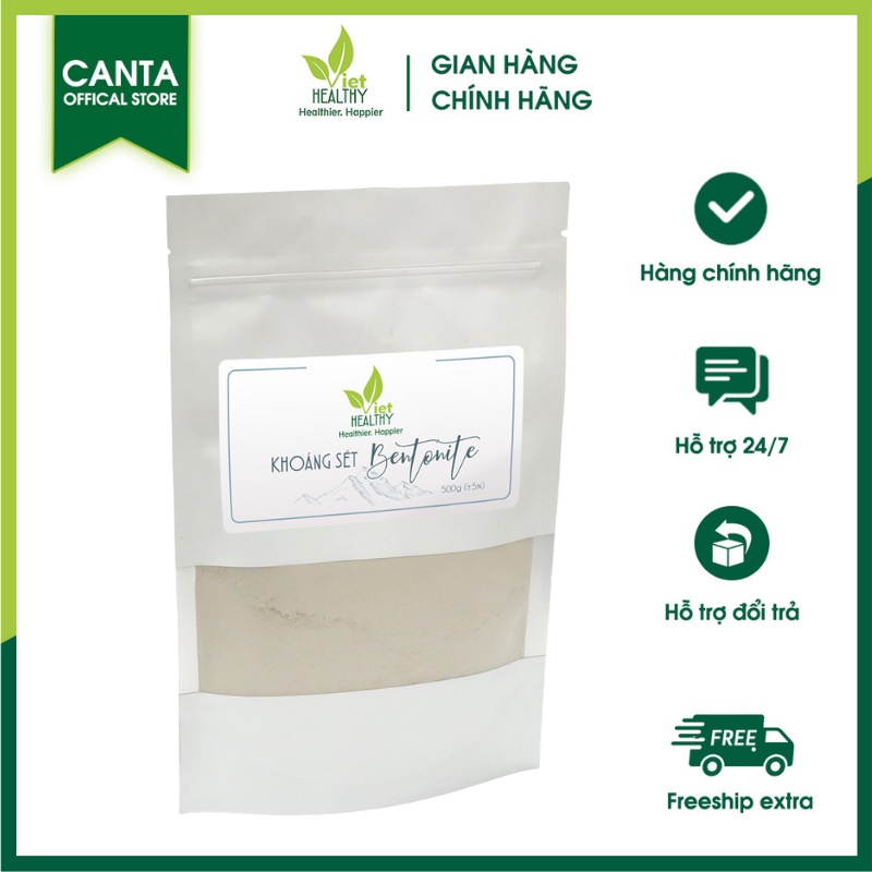 Khoáng Sét Bentonite Clay Mặt nạ Đất Sét Hút Độc Tố, Uống Cùng Vỏ Mã Đề Thải Độc Cơ Thể 500g VietHealthy| Việt healthy