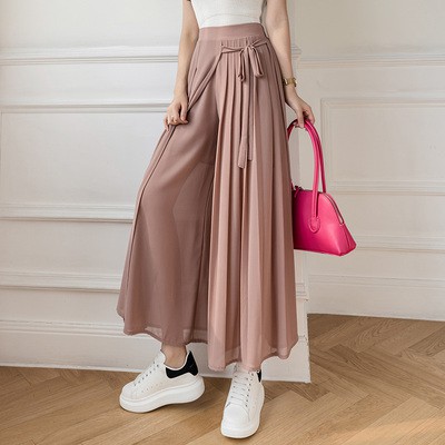 Quần voan ống rộng xếp ly thời trang hè 2021 xinh xắn cho nữ