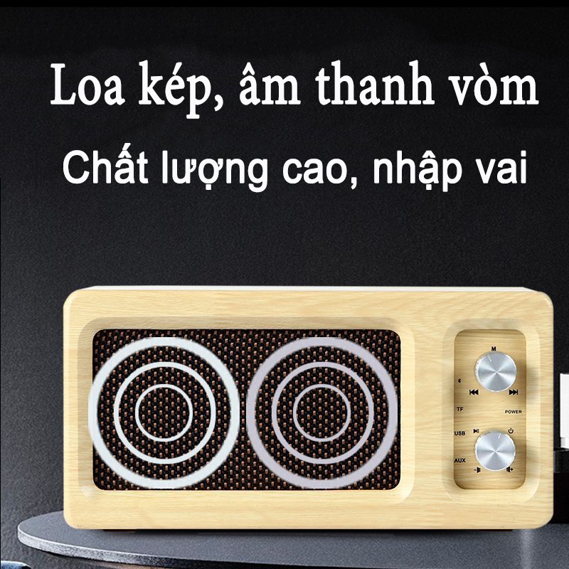 Loa Bluetooth Không Dây D60 Bằng Gỗ Có Khe Cắm Thẻ Nhớ