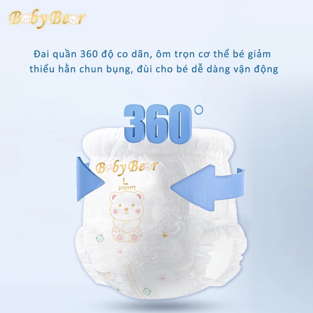 Bỉm tã dán quần dùng thử BOBY BEAR tinh chất trà xanh siều mềm siêu thấm M46/S48/L42/XL40