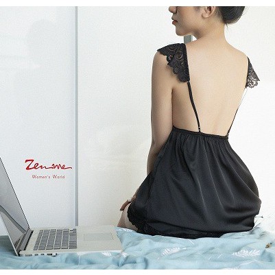 Đồ bộ ngủ Zen Me thiết kế hai dây bèo chất lụa pha ren cao cấp siêu sexy