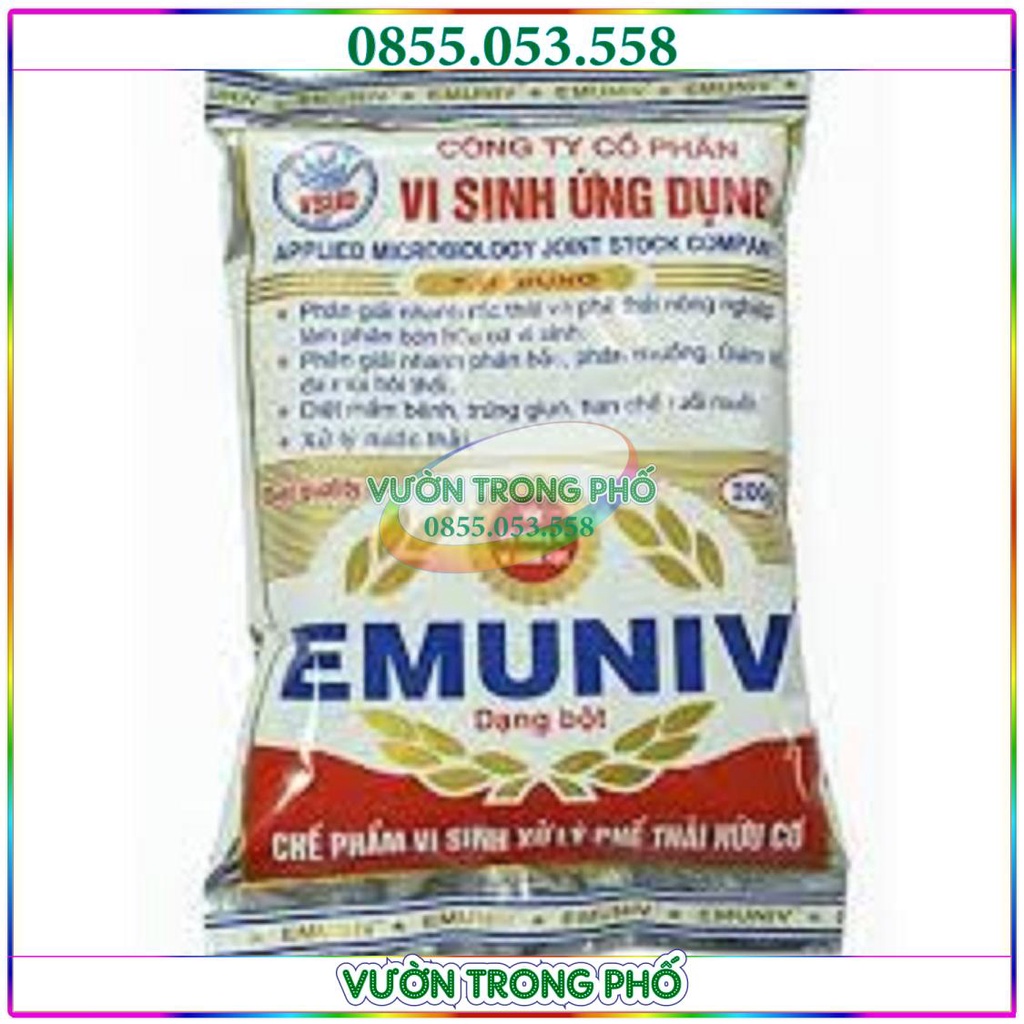Chế phẩm vi sinh EMUNIV dạng bột gói 200g dùng ủ phân hữu cơ