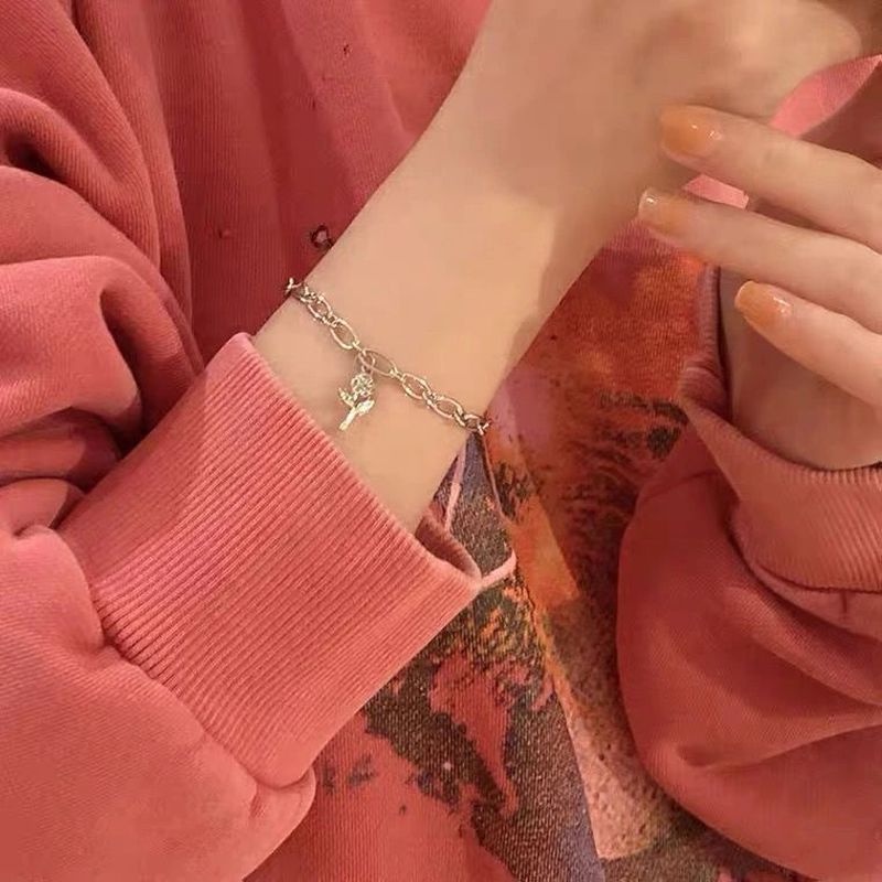 Vòng Tay Dây Xích Mặt Hoa Hồng Đơn Giản Thời Trang Cho Nữ | BigBuy360 - bigbuy360.vn