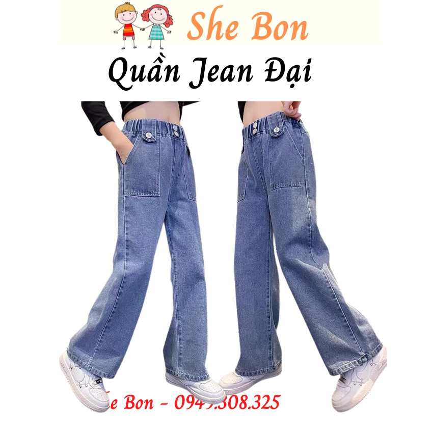 Quần Jean Size Đại Cho Bé Gái Ống Suông Đính Cúc Cực Xinh Sành Điệu Diện Tết QG2323 – She Bon