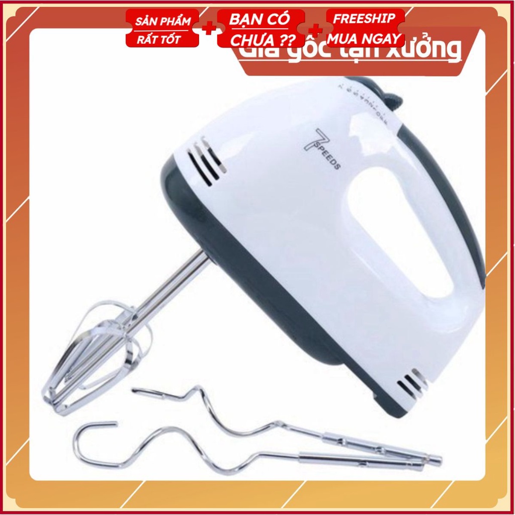 Máy Đánh Trứng Cầm Tay, Máy Đánh Trứng Mini 7 Tốc Độ Cực Mạnh Kèm 4 Thanh Đánh Trứng - Bảo Hành 6 tháng