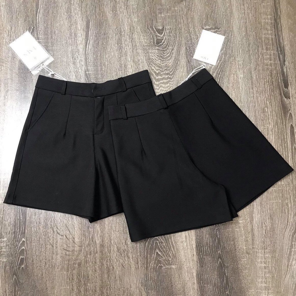 Quần Short nữ gập gấu lưng cao ống rộng màu Đen/ Trắng/ Kem/ Tím / Xanh - Mùa hè phối đồ cực xinh mặc cực mát | BigBuy360 - bigbuy360.vn