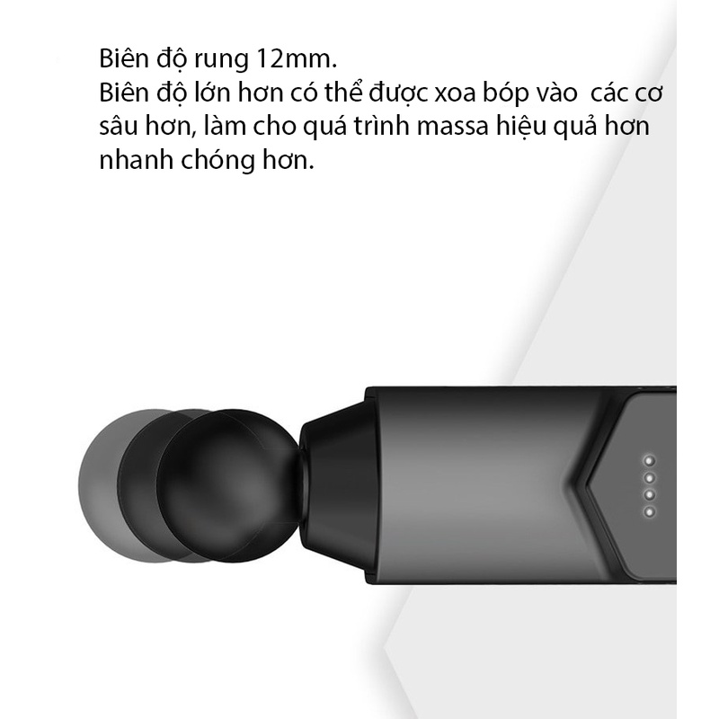15 ĐẦU MASSAGE - BOOSTER T  - Súng Massage Gun Thư Giãn Cơ Bắp Trị Liệu Đau Nhức Mỏi Công Suất 126W - 6 Đầu