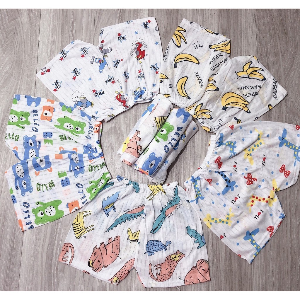 sét 10 quần cotton giấy cho bé 6-15kg