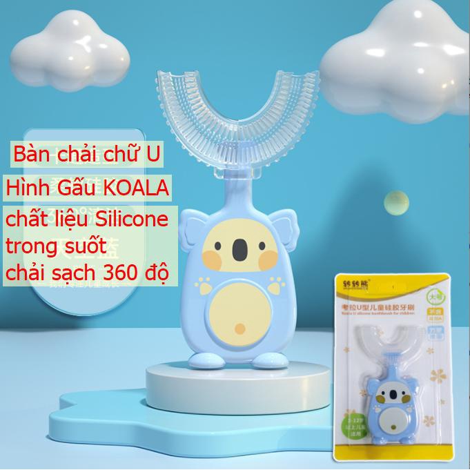 Bàn Chải Đánh Răng Chữ U Bằng Tay Hình Gấu KOALA Chất Liệu Silicone Thực Phẩm Trong Suốt Tuyệt Đối An Toàn.