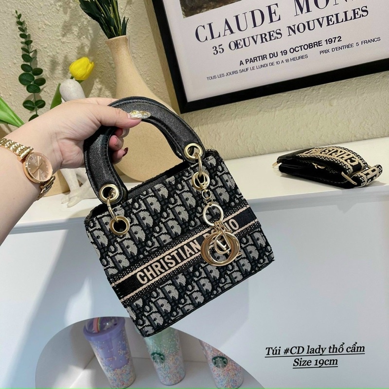 Túi D.I.O.R Thổ Cẩm, Túi Xách Nữ Đeo Chéo Dây Bản To