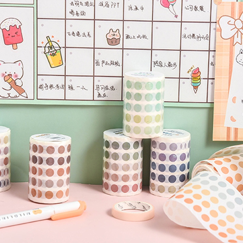 Cuộn băng keo dán trang trí MAIMAO kiểu chấm bi phong cách morandi kích thước 3m tiện lợi