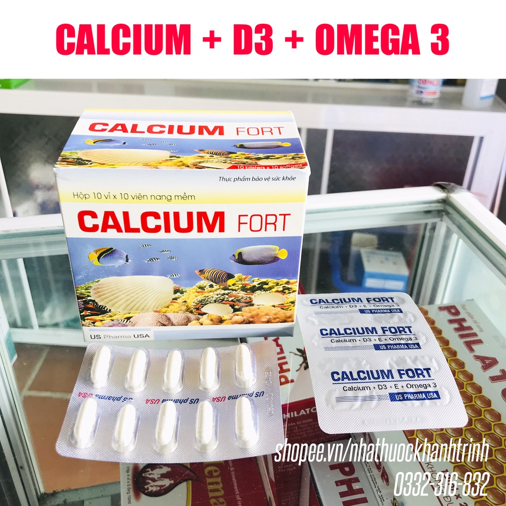 CALCIUM FORT HỘP 100 VIÊN bổ sung calci, D3, E, DHA, EPA