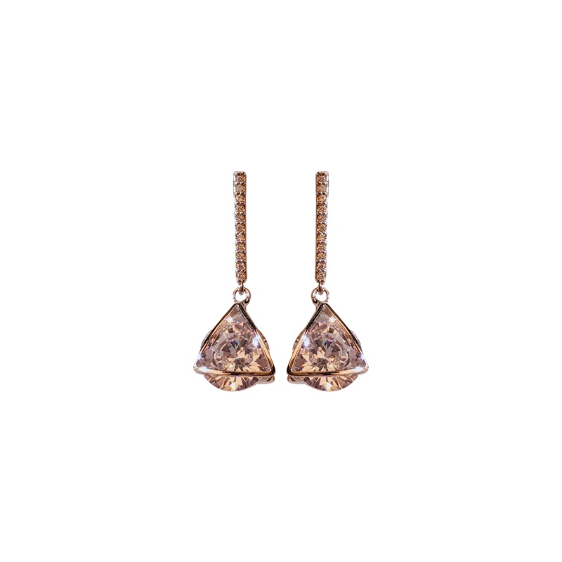 Khuyên tai JIUDUOLAN hình tam giác đính đá zircon thanh lịch sáng bóng tinh tế không gây dị ứng