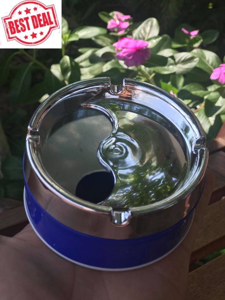 Gạt tàn thuốc nắp xoay inox