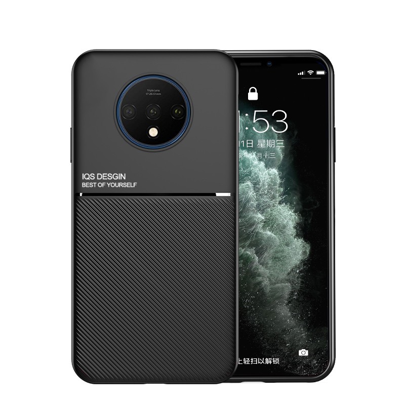 Ốp Điện Thoại TPU Phối Da Mềm Nhám Hít Nam Châm Chống Sốc Cho OnePlus 7 7T Pro