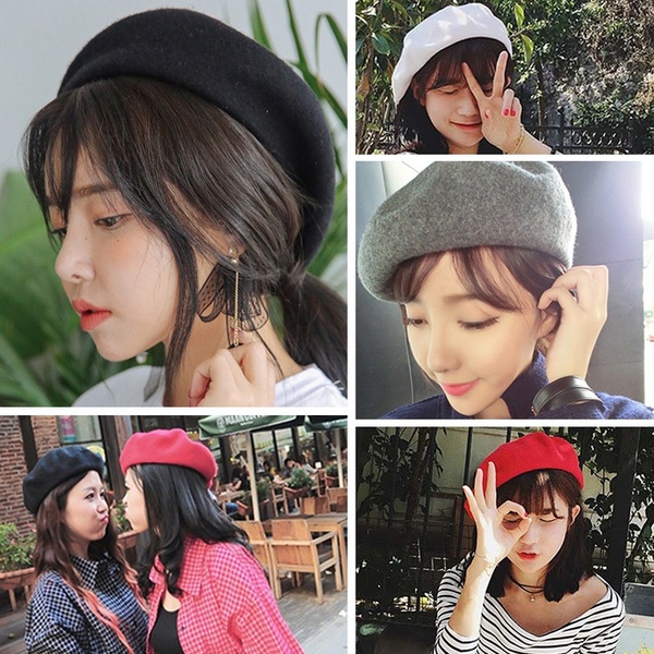 Mũ Beret Len Màu Trơn Thanh Lịch Cho Nữ