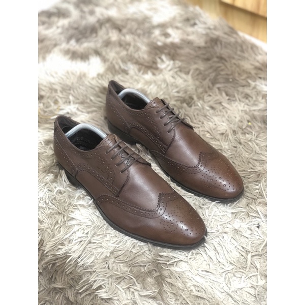 [TonaShoe] [Giày 2hand] [Size 42] Giày Wingtips Full Broughe Màu Đỏ Mận Đế Mềm