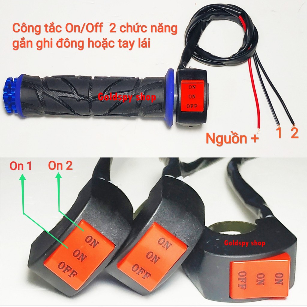 CÙM CÔNG TẮC ON/OFF 2 CHỨC NĂNG GẮN GHI ĐÔNG XE MÁY