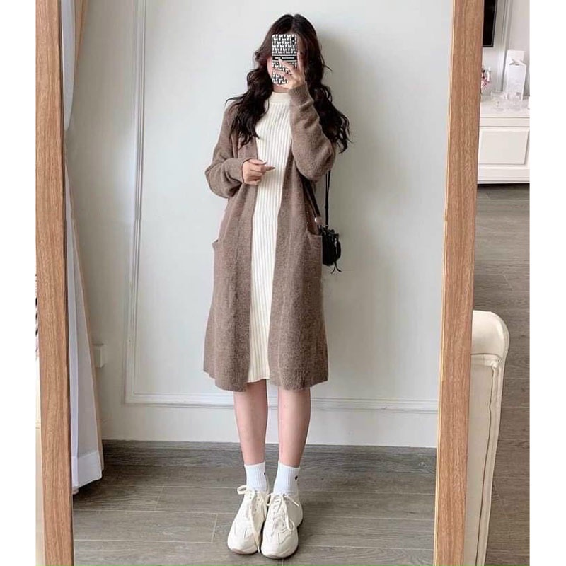 Áo Khoác Cardigan Len Lông Thỏ Dáng 2 Túi Trước M440-Violet
