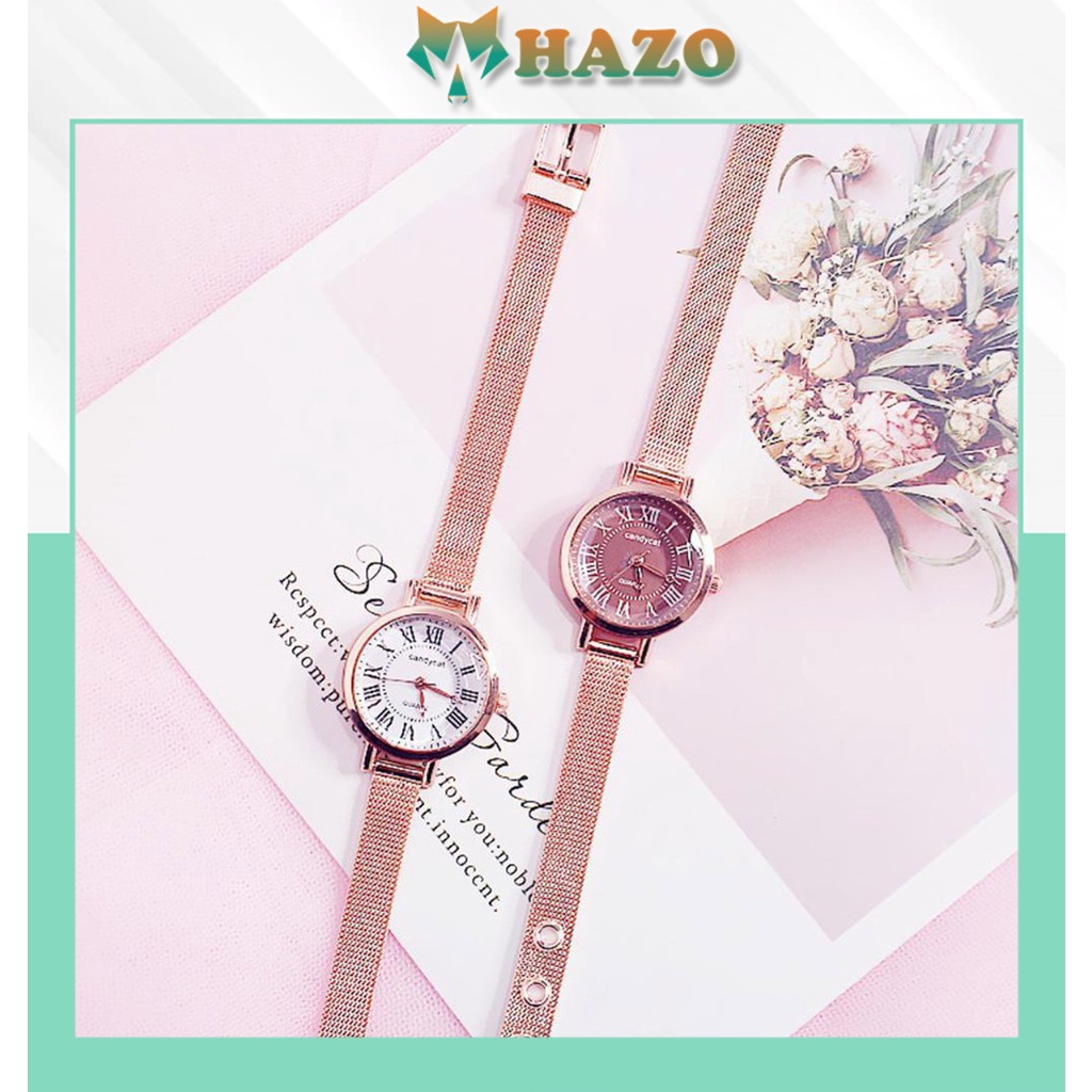 Đồng Hồ Nữ Dây Lưới Nhuyễn Candy Cat 239 La Mã Phong Cách Hàn Quốc - Hazo