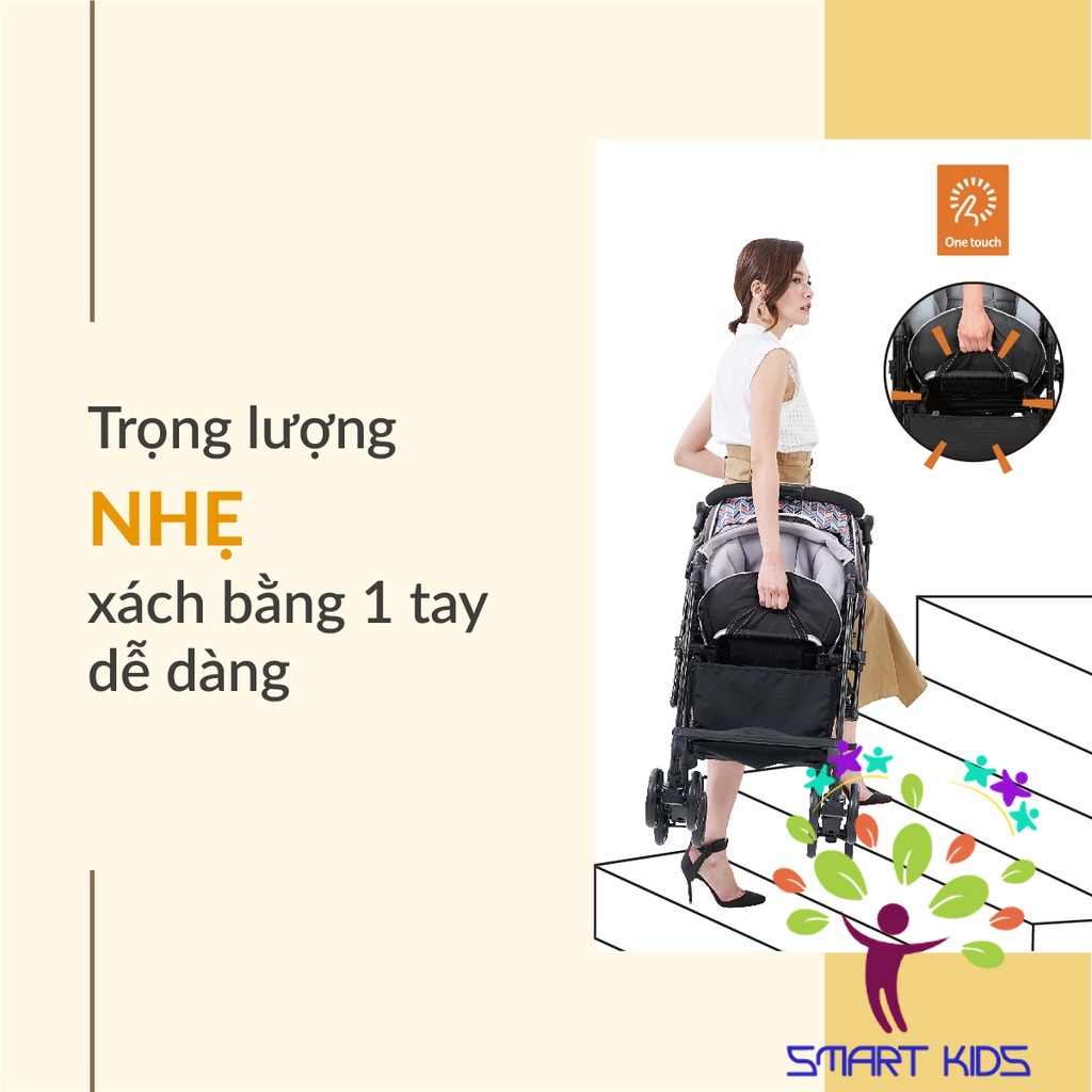 Xe đẩy Combi Sugocal Compact 4 bánh quay tự động