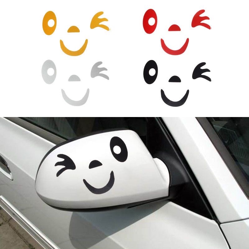 Set 2 Decal Sticker Dán Gương Xe Ô tô Emoji