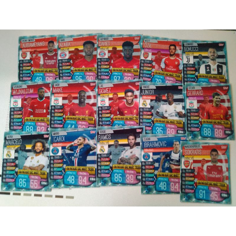 Thẻ cầu thủ xuất sắc nhất trận Match Attax size poca 2019/20