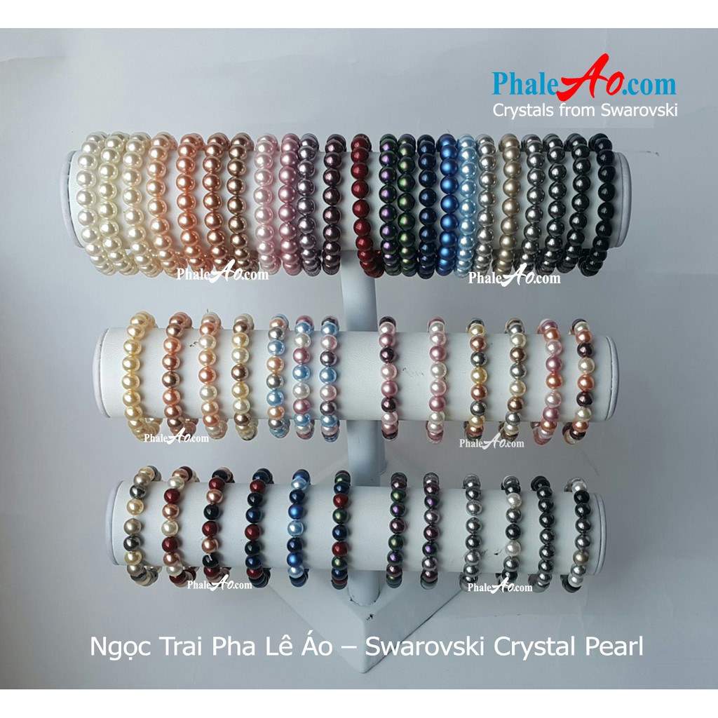 Vòng tay Swarovski nhiều màu tùy chọn hạt 8ly 5810 crystal pearl001 - Trang sức NVJ, phaleao