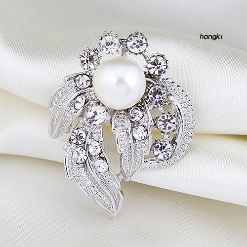 Trâm cài áo hình bông hoa đính kim cương và ngọc trai giả thời trang sang trọng cho nữ