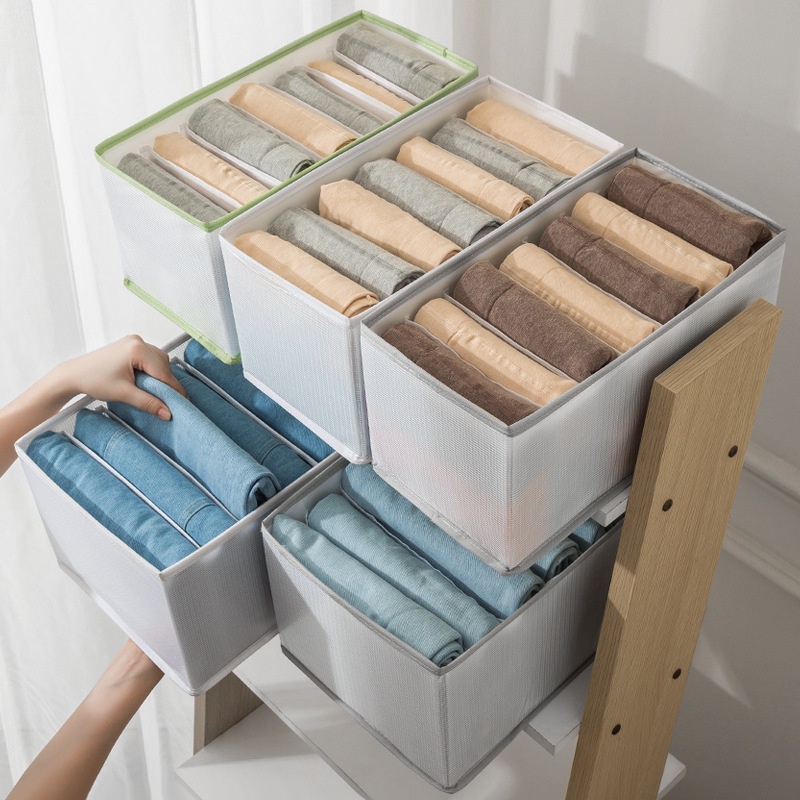 Hộp đựng quần áo chia ngăn, chất liệu PVC trong suốt, có thể gấp gọn, giặt được Akii Home TD35