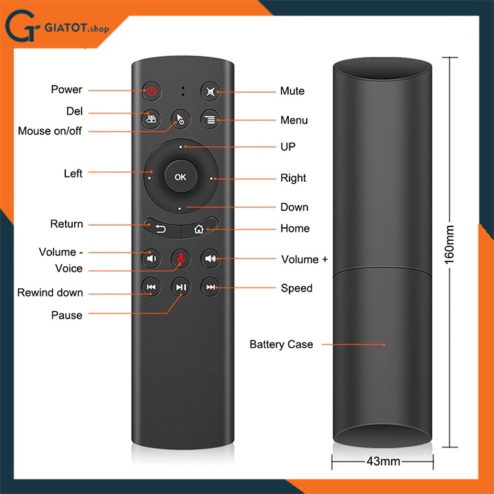 Điều khiển có tìm kiếm bằng giọng nói TZ05 cao cấp,Chuột Bay G20s, hàng đẹp Smarttnt.vn
