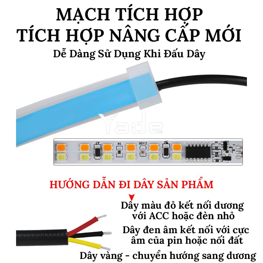 Dây Đèn Led Mí Ô Tô -Tích Hợp Xi Nhan Nháy Đuổi 30cm 45cm 60cm Silicon Chống Nước - Bộ 2 Dây