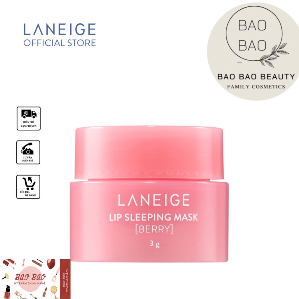 Mặt nạ ngủ cho môi Laneige 3g Lip Sleeping Mask mặt nạ ngủ môi Laneige Berry BB Cosmetics