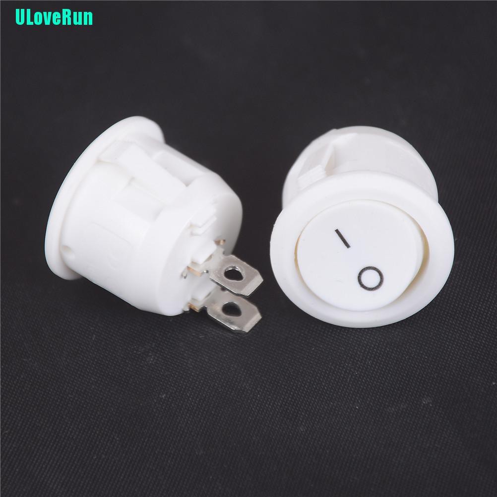 Set 5 Công Tắc Bật / Tắt Hình Tròn Mini 2 Chấu Màu Trắng 20mm